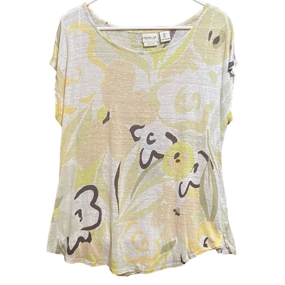 Rachel Zoe Linen Boatneck Top L